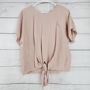 Madewell Front Tie Exposed Buttons Short Sleeve